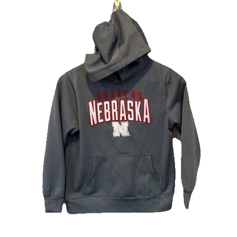 Nebraska Cornhuskers Boy Youth Hoodie Sweatshirt NCAA Pullover Gray Medium 12